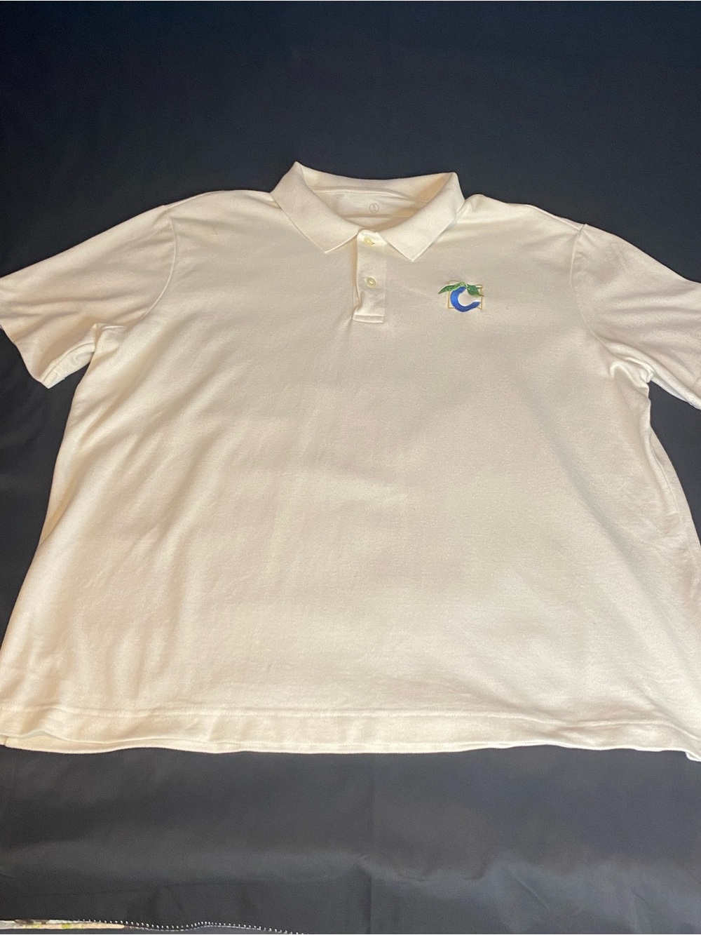 Mens Land End Polo Shirt Short Sleeve XL White Cotton Blend Golf Casual